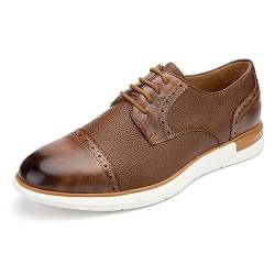 MEIJIANA Herren Oxfords Schuhe Männer Casual Schnürschuh Lederschuhe Herren Klassischer Business Oxford, Braun-04, 43 EU (10 UK) von MEIJIANA