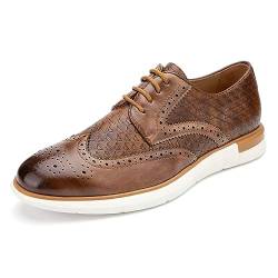 MEIJIANA Herren Oxfords Schuhe Männer Casual Schnürschuh Lederschuhe Herren Klassischer Business Oxford, Braun-06, 42 EU (9 UK) von MEIJIANA