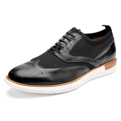 MEIJIANA Herren Oxfords Schuhe Männer Casual Schnürschuh Lederschuhe Herren Klassischer Business Oxford, Schwarz-01, 42 EU (9 UK) von MEIJIANA