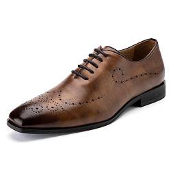 MEIJIANA Oxford Schuhe Herren Business Schuhe Leder Elegante Herren Anzugschuhe Sommer Schnürhalbschuhe, Braun-6, 43 EU (10 UK) von MEIJIANA