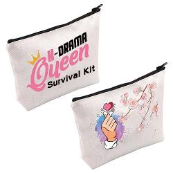 MEIKIUP K-Drama Mama Kosmetiktasche K-Pop Merchandise Koreanisches Drama Geschenk K-drama Queen Survival Kit für Frauen Mädchen, Kdrama Queen Tasche, 🌳 von MEIKIUP
