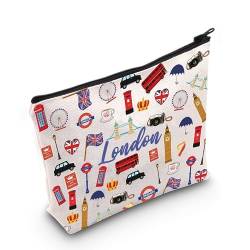 MEIKIUP London Reisegeschenk London Make-up Tasche London Reise Kulturbeutel London Thema Reißverschluss Tasche London Reise Souvenir, London Tasche, Modern von MEIKIUP