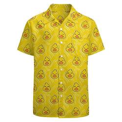 MEIMLY Tierhemden für Herren Knopfleiste Hemd Hawaii-Strandhemd Button Down Kurzarmhemd Sommer Herren, gelb, Mittel von MEIMLY