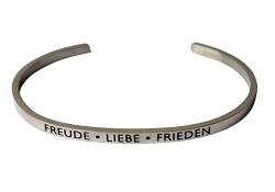 Eleganter Armreif Armband silber mit Mantra und Spruch bis ca. 16 cm. FREUDE-LIEBE-FRIEDEN von MEIN MANTRA by alexa