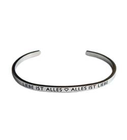 Eleganter Armreif Armband silber mit Mantra und Spruch bis ca. 20 cm. LIEBE IST ALLES - ALLES IST LIEBE von MEIN MANTRA by alexa