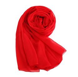 MEISHINE® 180 * 110cm Damen Elegant Seidenschal – Frauen Pashmina aus 100% Reiner Seide (Pure Red) von MEISHINE