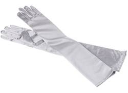 MEISHINE® Braut Ellenbogenlange Handschuhe Damen Frauen Lange Satin Stretch Handschuhe für Hochzeit Abendveranstaltung (Silber Grau) von MEISHINE