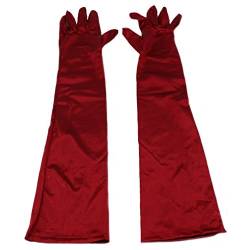 MEISHINE® Braut Ellenbogenlange Handschuhe Damen Frauen Lange Satin Stretch Handschuhe für Hochzeit Abendveranstaltung (Wein Rot) von MEISHINE