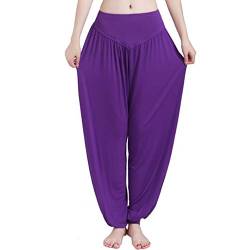 MEISHINE® Damen Modal Elastisch Haremshose Pluderhose Pumphose Ideal für Sport Yoga Tanz Jogging Dance (3XL, Lila) von MEISHINE