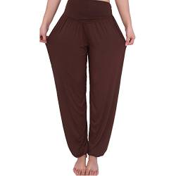 MEISHINE® Damen Modal Elastisch Haremshose Pluderhose Pumphose Ideal für Sport Yoga Tanz Jogging Dance (M, Braun) von MEISHINE