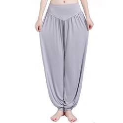 MEISHINE® Damen Modal Elastisch Haremshose Pluderhose Pumphose Ideal für Sport Yoga Tanz Jogging Dance (M, Hell Grau) von MEISHINE