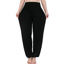 MEISHINE® Damen Modal Elastisch Haremshose Pluderhose Pumphose Ideal für Sport Yoga Tanz Jogging Dance (Size L, Schwarz) von MEISHINE