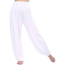 MEISHINE® Damen Modal Elastisch Haremshose Pluderhose Pumphose Ideal für Sport Yoga Tanz Jogging Dance (Size L, Weiß) von MEISHINE