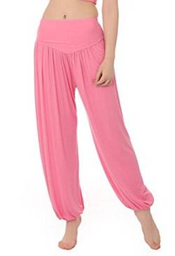 MEISHINE® Damen Modal Elastisch Haremshose Pluderhose Pumphose Ideal für Sport Yoga Tanz Jogging Dance (Size S, Rosa) von MEISHINE