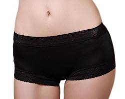 MEISHINE Damen Spitze Midi Taillenslip – 100% Seide Slip Unterhose Hipster Boxershorts Panties (L, Schwarz) von MEISHINE