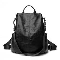 MEIWENMI Damen Tasche Rucksack Handtasche Frauen Klein Anti Diebstahl backpack PU Leder Casual Travel Backpack Weekender 55105 Schwarz von MEIWENMI