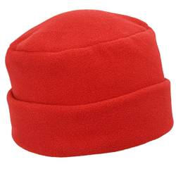 MELEGARI Damenhut mit Revers | Beanie Lyuba | Fleece Polar Fleece | Tasche | Made in Italy, rot, One size von MELEGARI