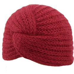 MELEGARI Strickmütze Bozen, Turban aus Strick, Angora, Made in Italy, Damen/Mädchen, Herbst/Winter, rosso vino, One size von MELEGARI