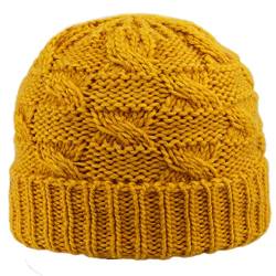 MELEGARI Strickmütze Geflecht | Baceno Beanie | Alpaca-Wolle | Made in Italy | Damen/Mädchen | Herbst/Winter, gelb, One size von MELEGARI