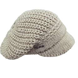 MELEGARI Strickmütze mit Visier | Brenta Peak Hat | Alpaca-Wolle | Made in Italy | Damen/Mädchen | Herbst/Winter, beige, One size von MELEGARI