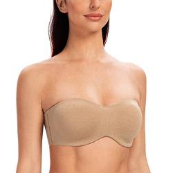 MELENECA Damen Minimizer Trägerloser BH mit Bügel mit Unsichtbar BH-Träger Beige Heide 100C von MELENECA