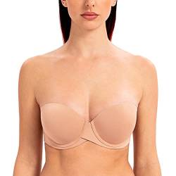 MELENECA Damen Push-Up Trägerlos BH - Bügel BH mit geformte Cups Cappuccino 95C von MELENECA