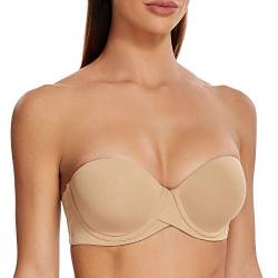 MELENECA Damen Push-Up Trägerlos BH - Bügel BH mit geformte Cups Mandel 100D von MELENECA