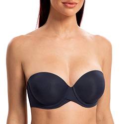 MELENECA Damen Push-Up Trägerlos BH - Bügel BH mit geformte Cups Navy Blue 70E von MELENECA