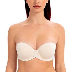 MELENECA Damen Push-Up Trägerlos BH - Bügel BH mit geformte Cups Sanddollar 80D von MELENECA