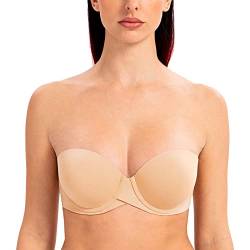 MELENECA Damen Push-Up Trägerlos BH - Bügel BH mit geformte Cups Sonnenkuss 100B von MELENECA