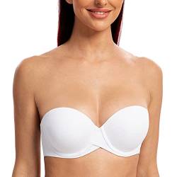 MELENECA Damen Push-Up Trägerlos BH - Bügel BH mit geformte Cups Weiß 100B von MELENECA