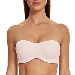 MELENECA Damen Trägerloser BH - Bügel,Ohne Einlagen,Große Größe Minimizer Bandeau BH Light Pink 75E von MELENECA