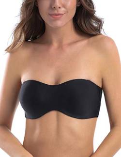 MELENECA Damen Trägerloser BH - Bügel,Ohne Einlagen,Große Größe Minimizer Bandeau BH Schwarz 70C von MELENECA