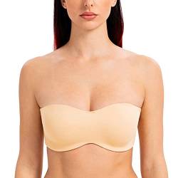 MELENECA Damen Trägerloser BH - Bügel,Ohne Einlagen,Große Größe Minimizer Bandeau BH Sonnenkuss 100C von MELENECA