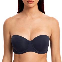 MELENECA Damen Trägerloser BH - Bügel BH Große Größe Brüste mit geformte Cups Navy Blue 70G von MELENECA