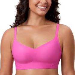 MELIWOO Damen Nahtloser BH ohne Bügel Invisible Gepolstert Entlastungs Bralette Hibiskus-Purpur 75C von MELIWOO