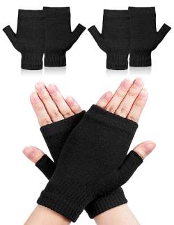 MELLIEX 2 Paar Fingerlose Handschuhe, Pulswärmer Daumenloch-Handschuhe Fäustlinge Fingerlose Armstulpen, Schwarze von MELLIEX