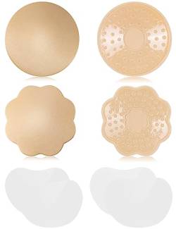 MELLIEX 2 Paar Nippelpads Wiederverwendbar Unsichtbare Nipple Cover Selbstklebende Brust Tape Runde Blumenform von MELLIEX