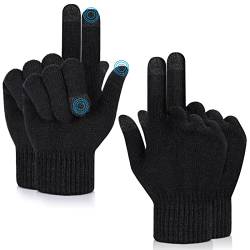 MELLIEX 2 Paar Winter Touchscreen Handschuhe, Warme und Atmungsaktive Stretch Strick Fingerhandschuhe für Damen und Herren von MELLIEX