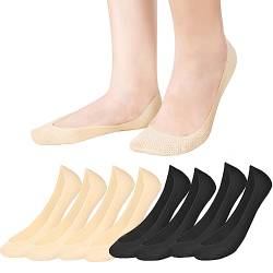 MELLIEX 4 Paar Füßlinge Ballerina Socken Damen Unsichtbare Socken Atmungsaktiv Baumwolle Nylon Boat Socken mit Rutschfest Silikon von MELLIEX