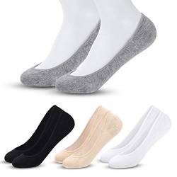 MELLIEX 4 Paar Unsichtbare Ballerina Socken Damen Atmungsaktive Kurze Dünne Socken, Schwarz Weiß Grau Nackte von MELLIEX