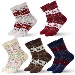 MELLIEX 5 Paare Weihnachtssocken, Unisex Bunt Lustige Socken Dünn Weihnachtsstrumpf für Weihnachten und Adventskalender von MELLIEX