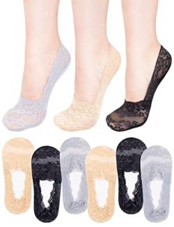 MELLIEX 6 Paar Füßlinge Damen Ballerina Socken Unsichtbare Atmungsaktiv Sneakers Socken mit Rutschfest Silikon von MELLIEX