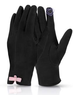 MELLIEX Damen Touchscreen Handschuhe mit Farbkontrast und Fleece Futter Winter Pulswärmer Handschuhe Warm Weiche Strickhandschuhe für Frauen - Schwarz von MELLIEX