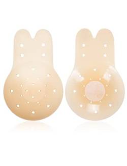 MELLIEX Nippelpads Silikon Damen Nipple Cover Trägerloser Klebe BH Push Up Selbstklebend BH Wiederverwendbare Waschbare Atmungsaktiv Nippelabdeckungen für Abendkleider-S von MELLIEX