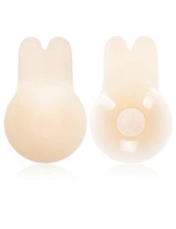 MELLIEX Nippelpads Silikon Damen Nipple Cover Trägerloser Klebe BH Push Up Selbstklebend BH Wiederverwendbare Waschbare Nippelabdeckungen für Abendkleider-L von MELLIEX