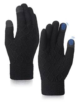 MELLIEX Touchscreen Winterhandschuhe, Fleece Handschuhe Damen Herren Strickhandschuhe Warme Fingerhandschuhe für Outdoor Sport, SMS - Schwarz von MELLIEX