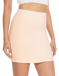 MELLIEX Unterrock Damen, Kurz Halbrock Ployster Weich Unterröcke Antistatisch Petticoat Unsichtbar Kleid Underskirt - Beige von MELLIEX