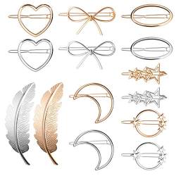 Metall Haarspange 14 Stück Damen Süße Haarschmuck Hair Clip für Hochzeit Party Mädchen Geschenk, Gold und Silber von MELLIEX