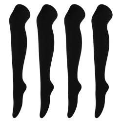 MEMOFYND 2 Paar Damen-Overknee-Socken, Baumwoll-Overknee-Socken, Damen-Hohe Socken, Overknee-Thermosocken, Wadensocken (Schwarz) von MEMOFYND